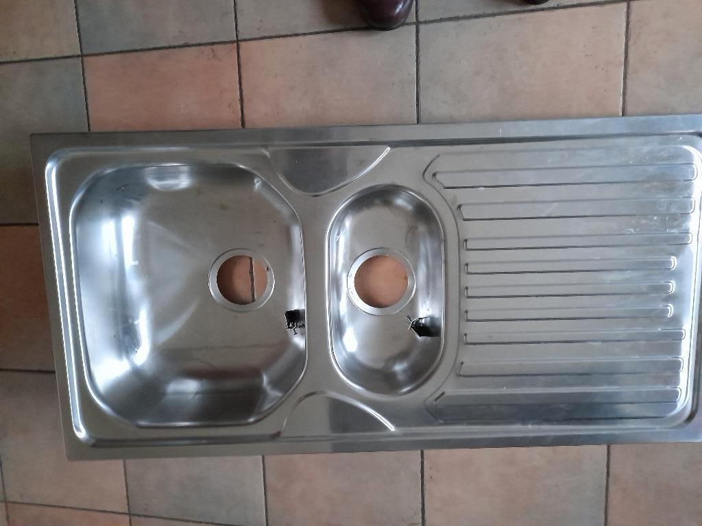 Inox spoelbak 1m op 0.5 m., Doe-het-zelf en Bouw, Ophalen, Nieuw, Inox, Wastafel