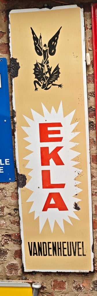Emaille ekla, Ophalen, Gebruikt, Reclamebord, Plaat of Schild