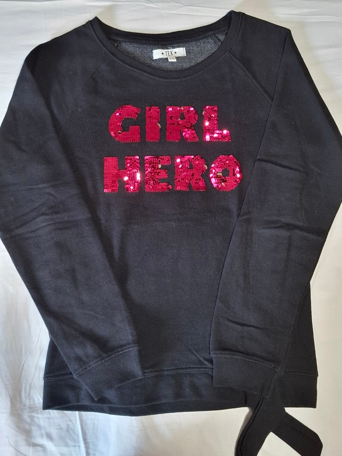 Robe noire à sequins pour fille - taille 9-10 ans, Tex, Enlèvement ou Envoi, Pull ou Veste, Comme neuf