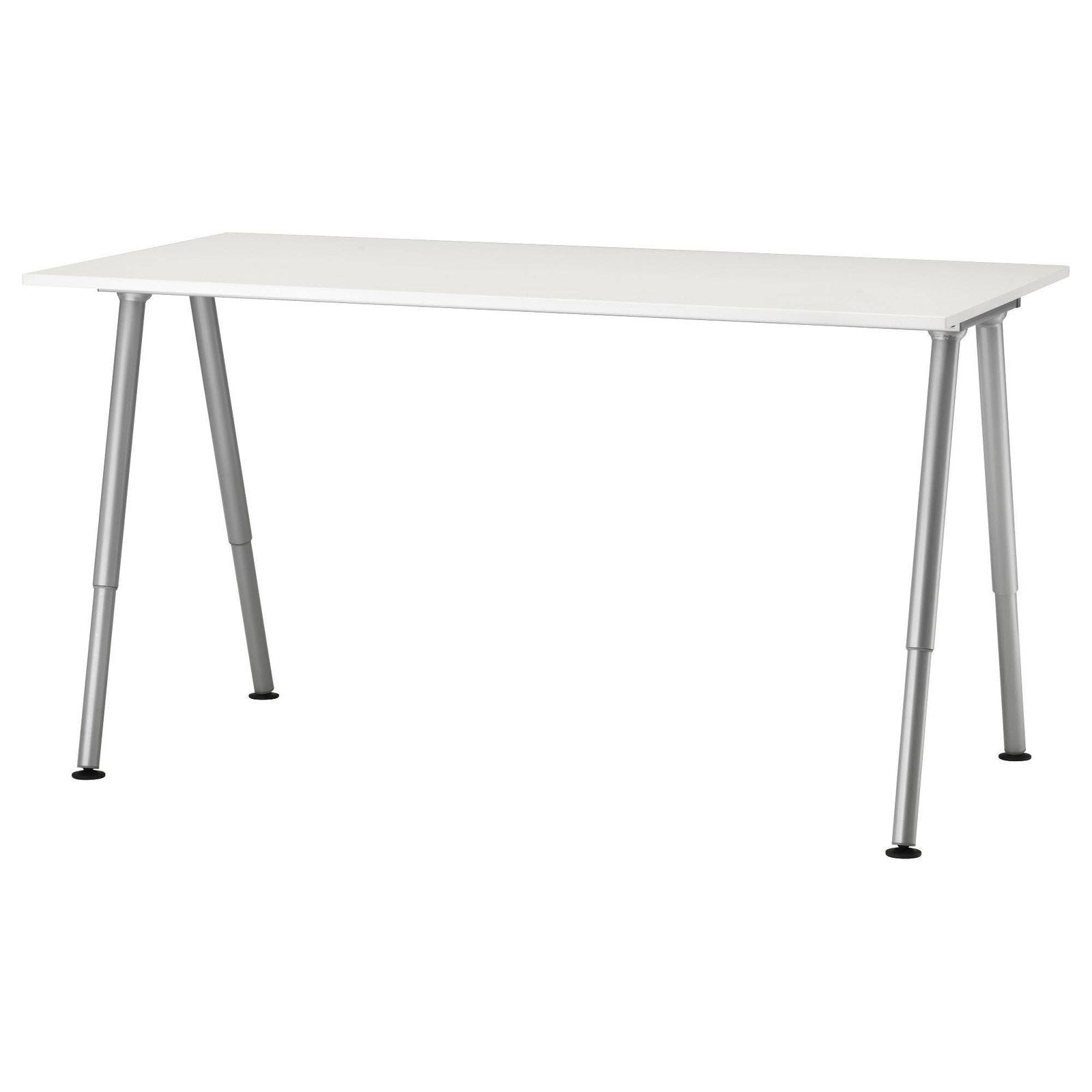 Bureau IKEA THYGE – blanc, pieds gris – très bon état, Enlèvement, Comme neuf, IKEA, Gris