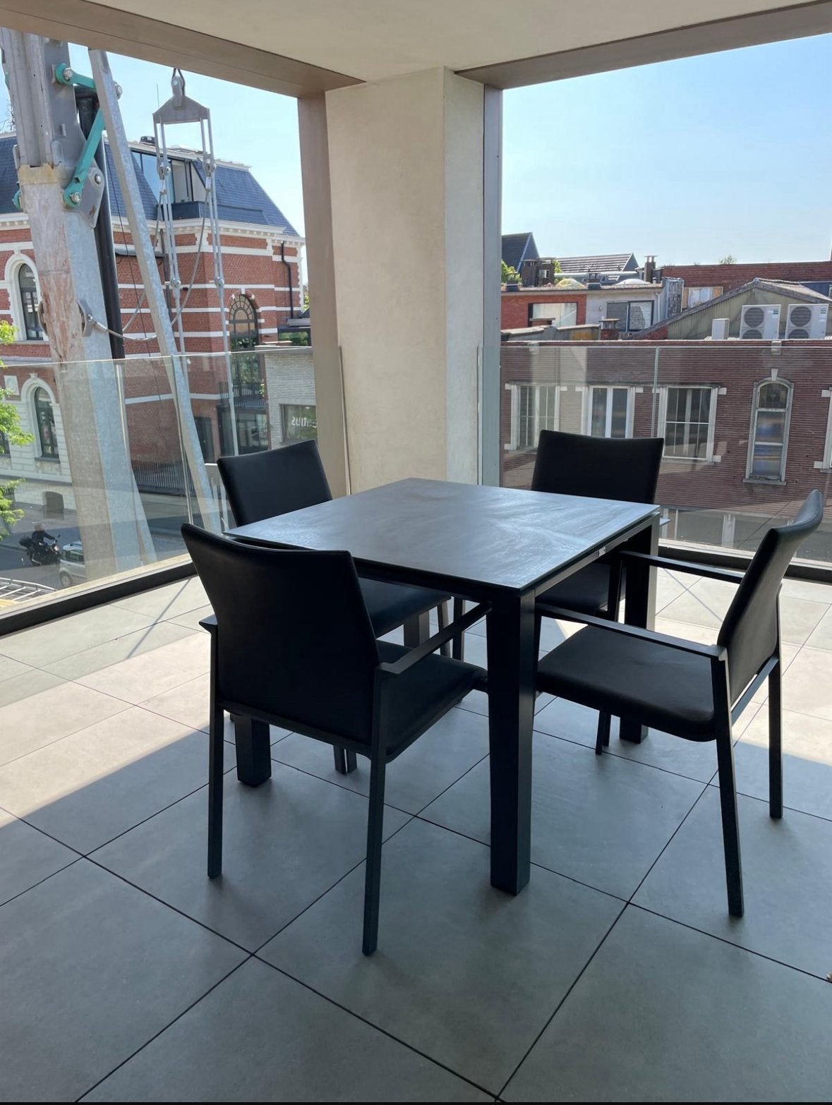 Donker grijs aluminium tuintafelset, Tuin en Terras, Ophalen, Zo goed als nieuw, Aluminium