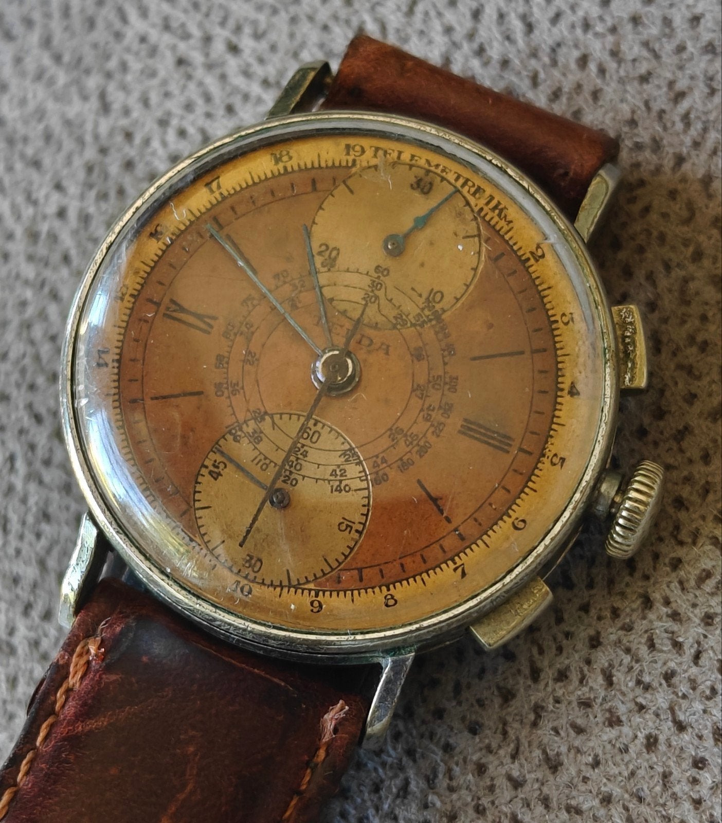 Antieke chronograaf uit 1940, Kleding | Heren, Riemen en Ceintuurs