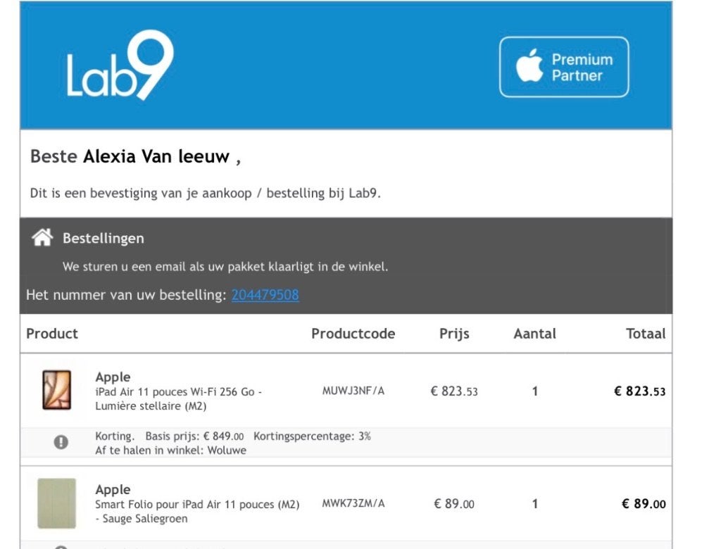 iPad Air, Computers en Software, Apple iPads, Ophalen, 13 inch of meer, Overige kleuren, Apple iPad Air