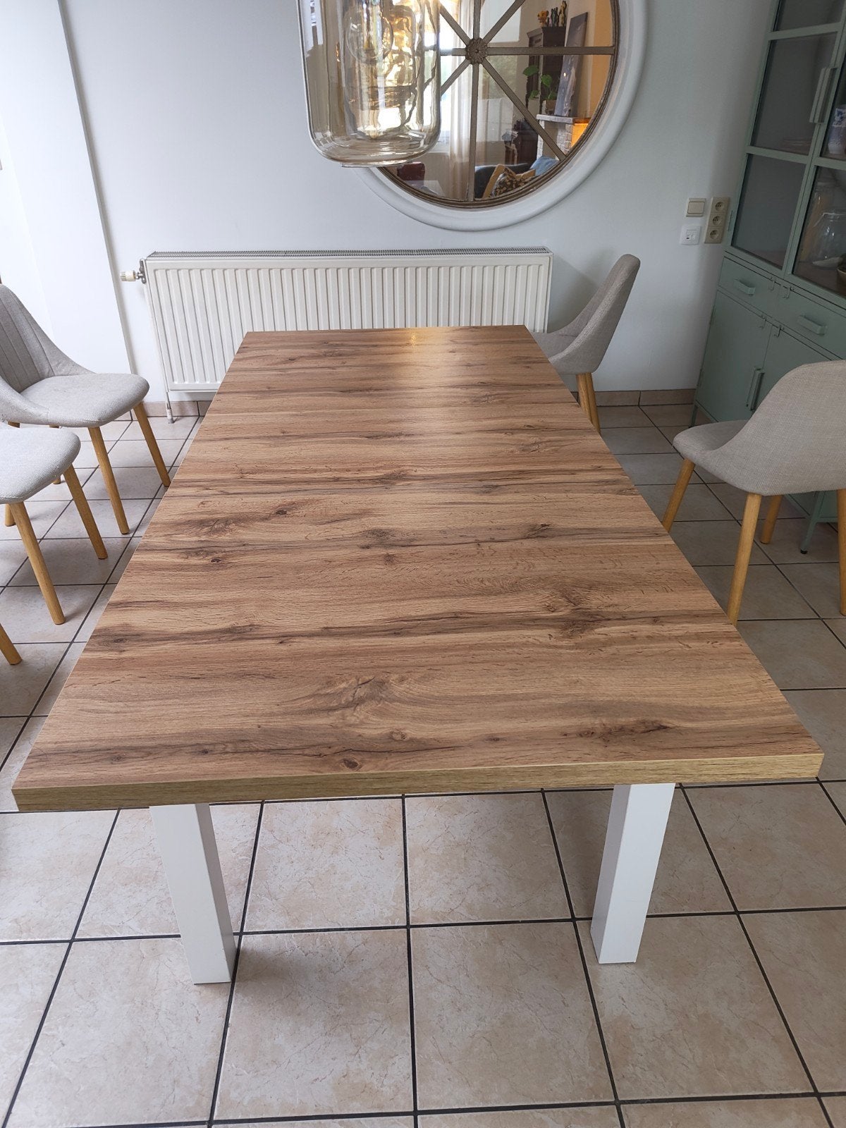 Eettafel met verlengstuk en 6 stoelen, Ophalen