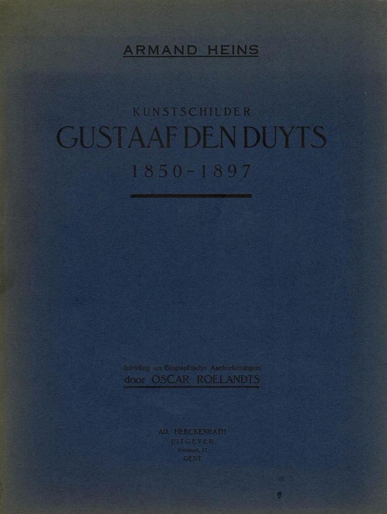 Kunstschilder Gustaaf Den Duyts 1850 - 1897, Enlèvement ou Envoi, Utilisé