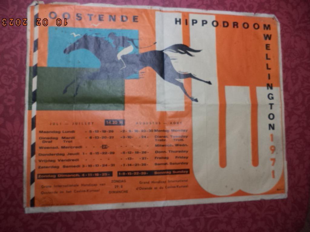 OOSTENDE: Affiche: ''Oostende Wellington Hippodrome''. 1971., Enlèvement ou Envoi, Utilisé
