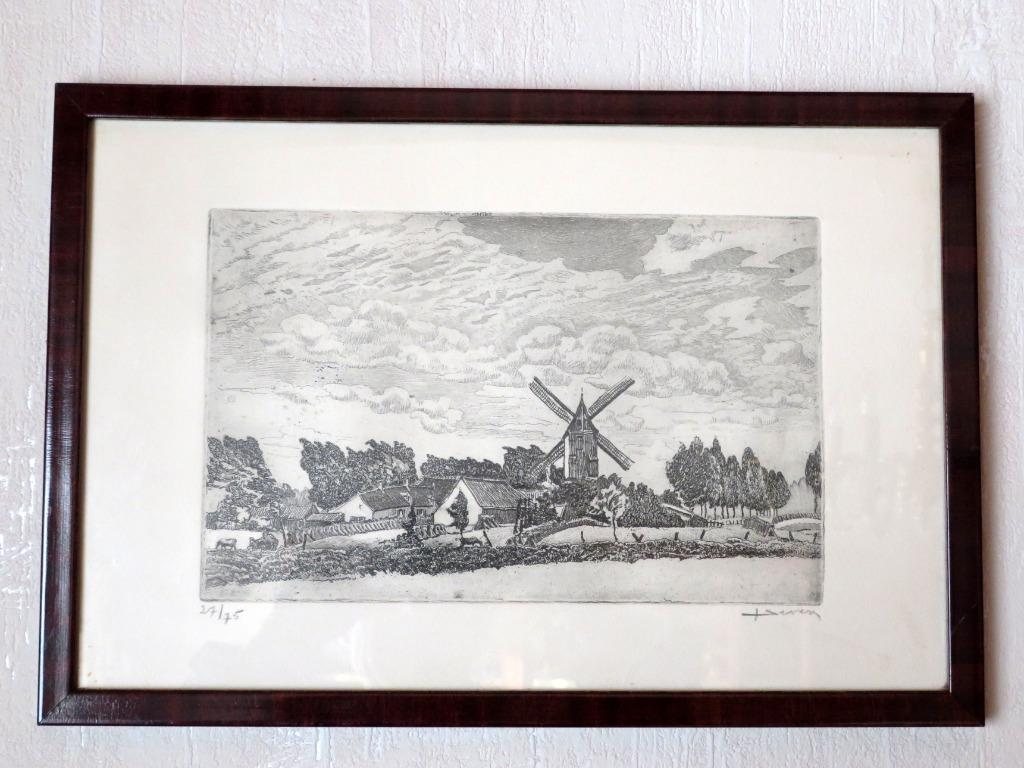 Juliaan Severin - Gesigneerde ets + stukje van de etsplaat, Antiek en Kunst, Ophalen
