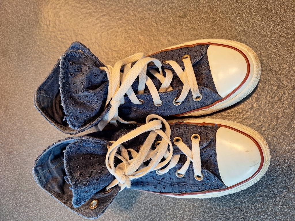 Converse all start 37,5 donkerblauw Engelse kant mooie staat, Gebruikt, Meisje, Converse all star, Schoenen