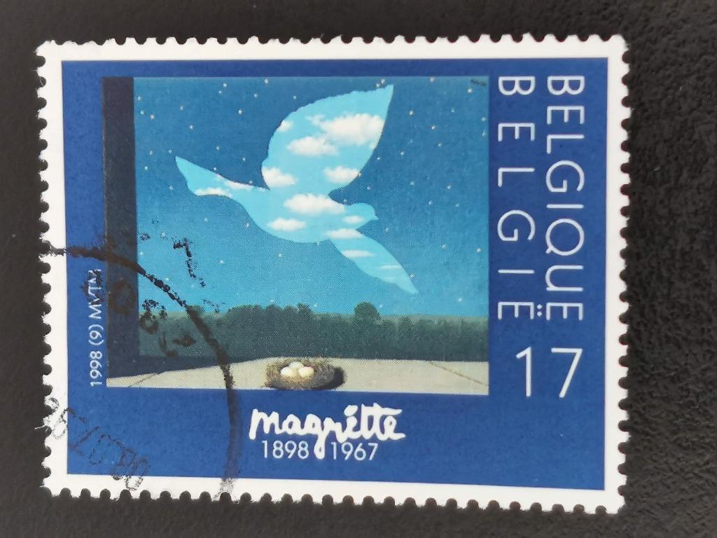 Belgique 1998 - art - René Magritte - oiseaux, Enlèvement ou Envoi, Affranchi, Art