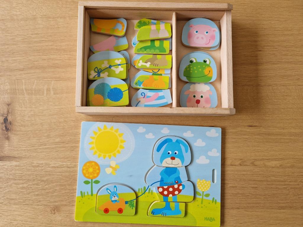 haba houten puzzeldoos gekke dieren, Kinderen en Baby's, Ophalen, Zo goed als nieuw