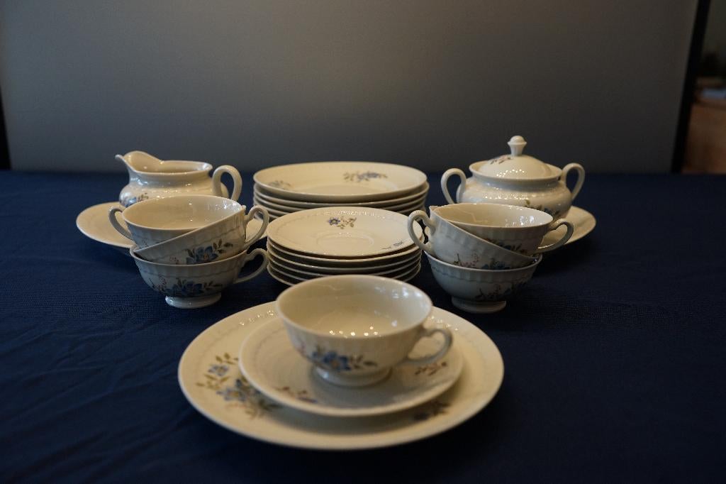 Vintage Mosa Maastricht Servies – Blauwe Bloem Motief, Ophalen of Verzenden