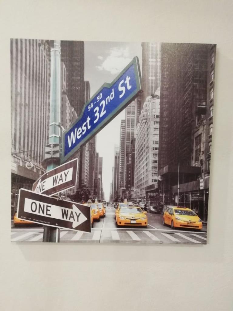 Cadre one way taxi New-York 50X50, Enlèvement ou Envoi, Comme neuf, Bois