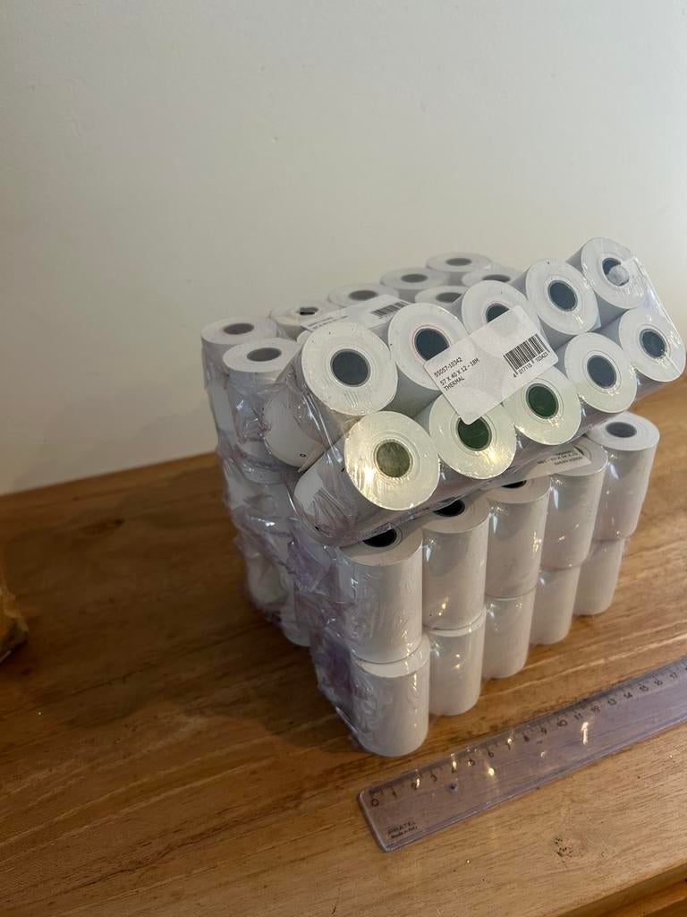 60 rouleaux thermique Bancontact ticket caisse 57/40/12- 18m, Enlèvement ou Envoi