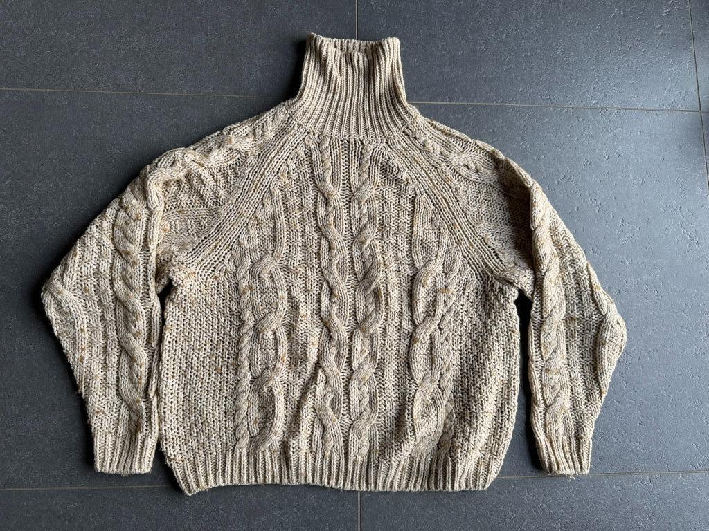 Beige gebreide kabeltrui H&M maat S, H&M, Beige, Ophalen of Verzenden, Zo goed als nieuw