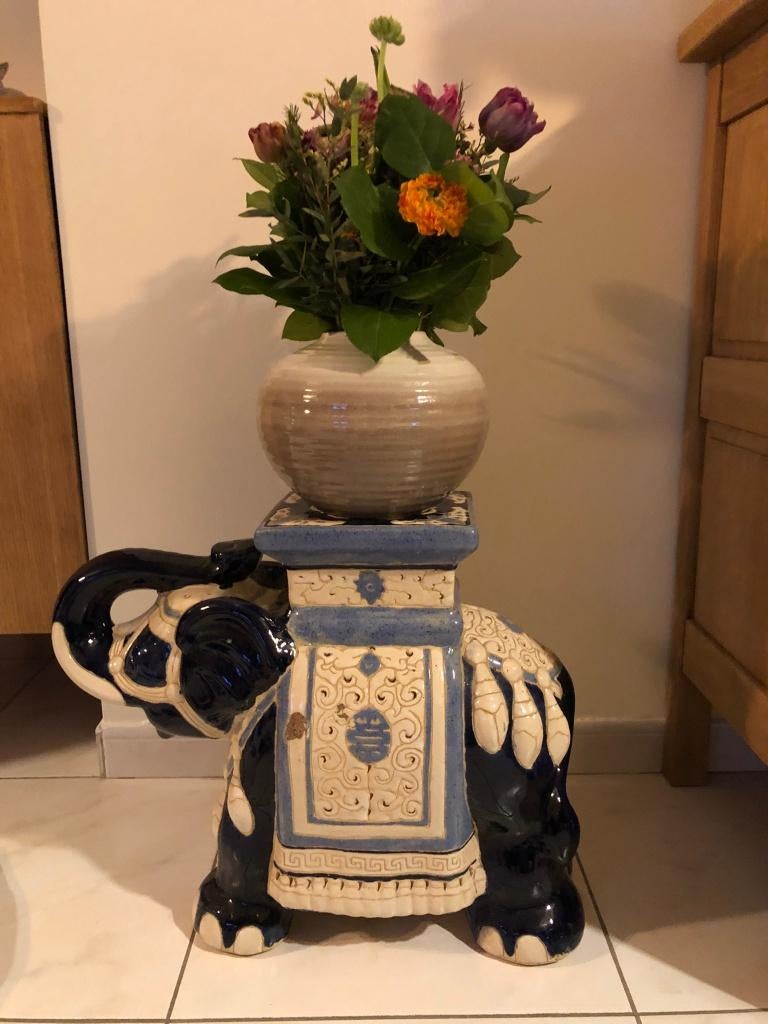 1 vintage plantenstaander, olifant *keramiek* *retro*, Antiek en Kunst, Ophalen of Verzenden