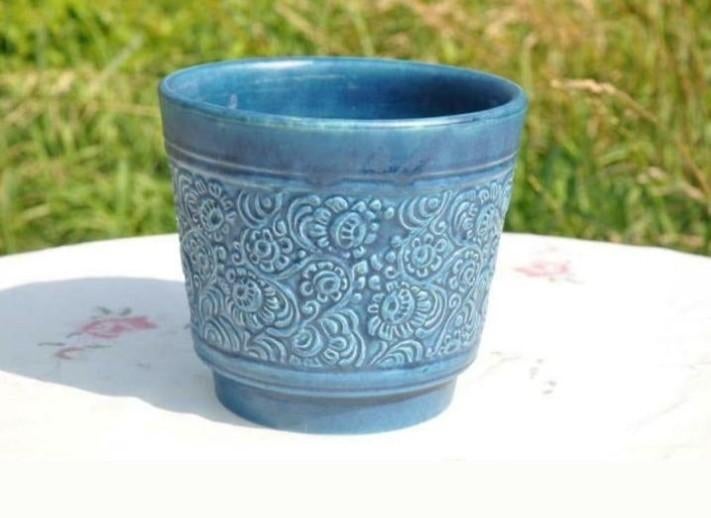 § cache pot bleu jasba, Jardin & Terrasse, Enlèvement ou Envoi, Rond, Utilisé, Intérieur