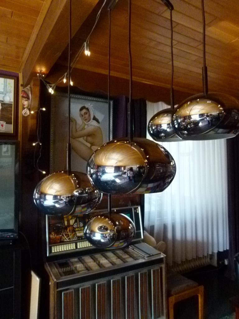 vintage space age hanglamp kaskaden chrome, Enlèvement, Maison et Meubles