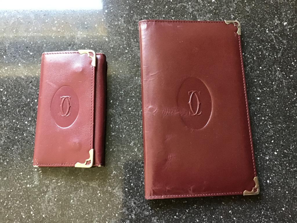 setje Cartier vintage sleuteletui en portefeuille, Autres marques, Cuir, Enlèvement ou Envoi, Autres couleurs