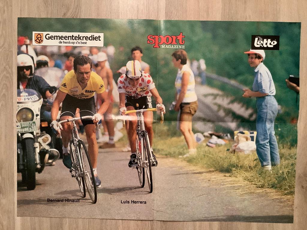 Poster Bernard Hinault en Luis Herrera, Ophalen of Verzenden, Zo goed als nieuw, Poster, Plaatje of Sticker