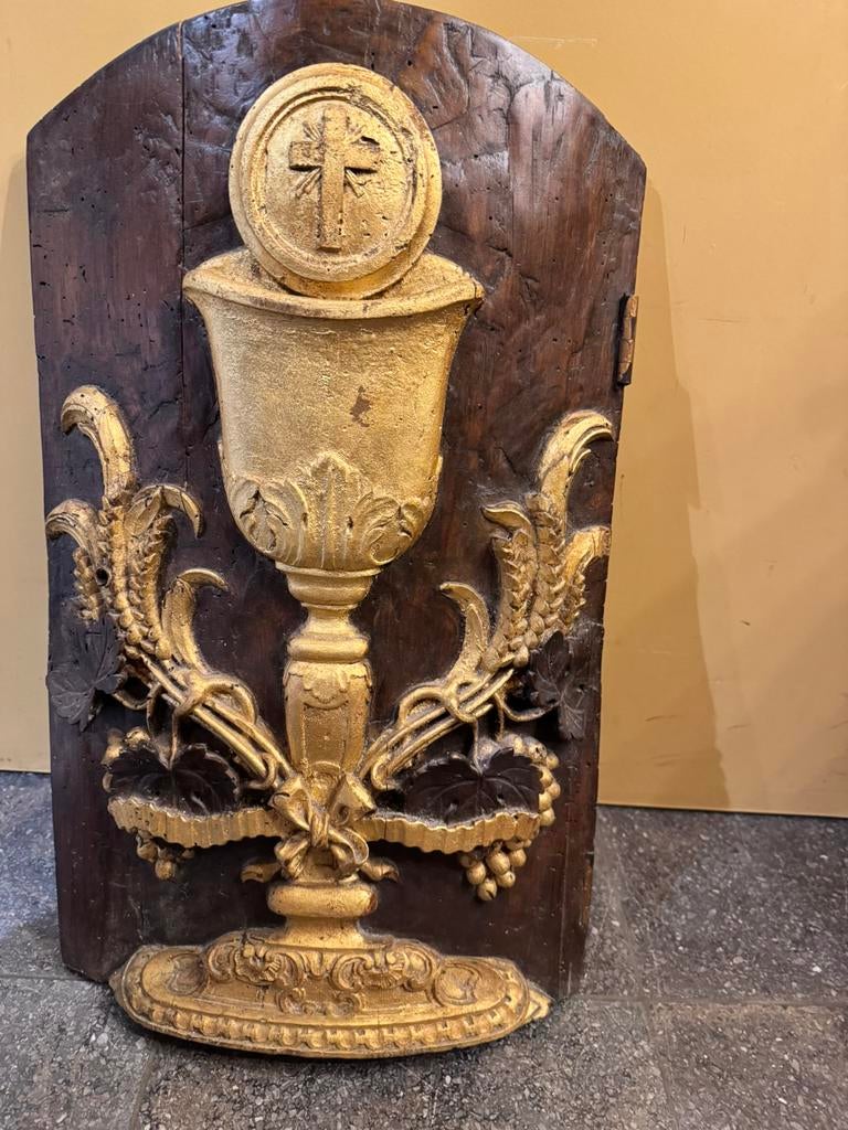 Antieke eiken deur van tabernakel, Antiek en Kunst, Antiek | Religieuze voorwerpen, Ophalen of Verzenden