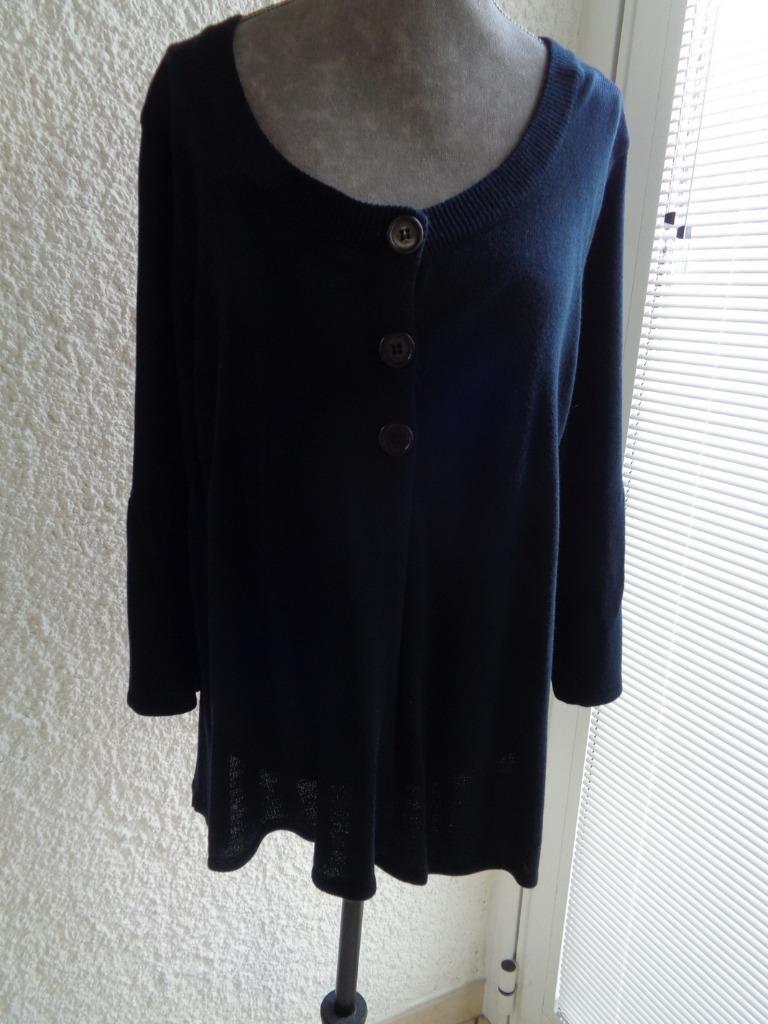 Gilet marine. Marque: "BLEU BONHEUR". Taille 42/44, BLEU BONHEUR"., Enlèvement ou Envoi, Porté, Bleu