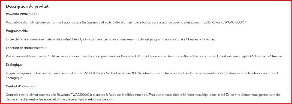 AIRCO ROWENTA RWAC1900C  +  isolant fenêtre pivot/Velux, Electroménager, Climatiseurs, Comme neuf, Enlèvement, Classe énergétique A ou plus économe