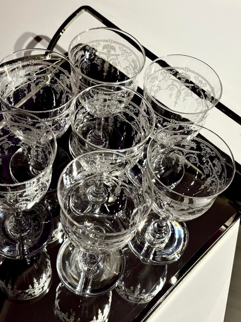 Lot de 7 verres à vin/eau en cristal VSL 1880-1900, Enlèvement