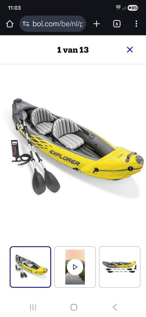 Intex K2 kano voor 2 pers, Watersport en Boten, Kano's, Ophalen, Zo goed als nieuw