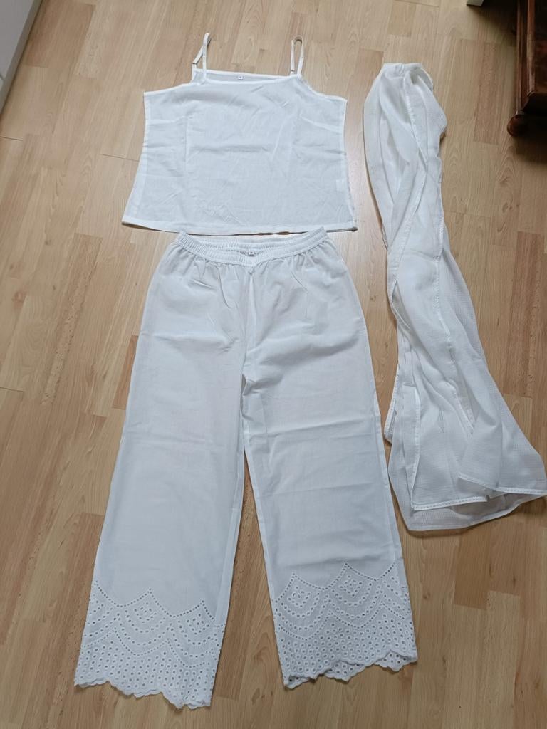 Ensemble 3 pièces avec pantalon en broderie anglaise, Enlèvement ou Envoi