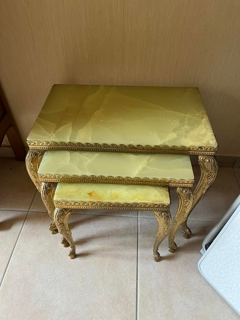 MARMER TAFELTJES | Groen Onyx Marmer, Antiek en Kunst, Ophalen