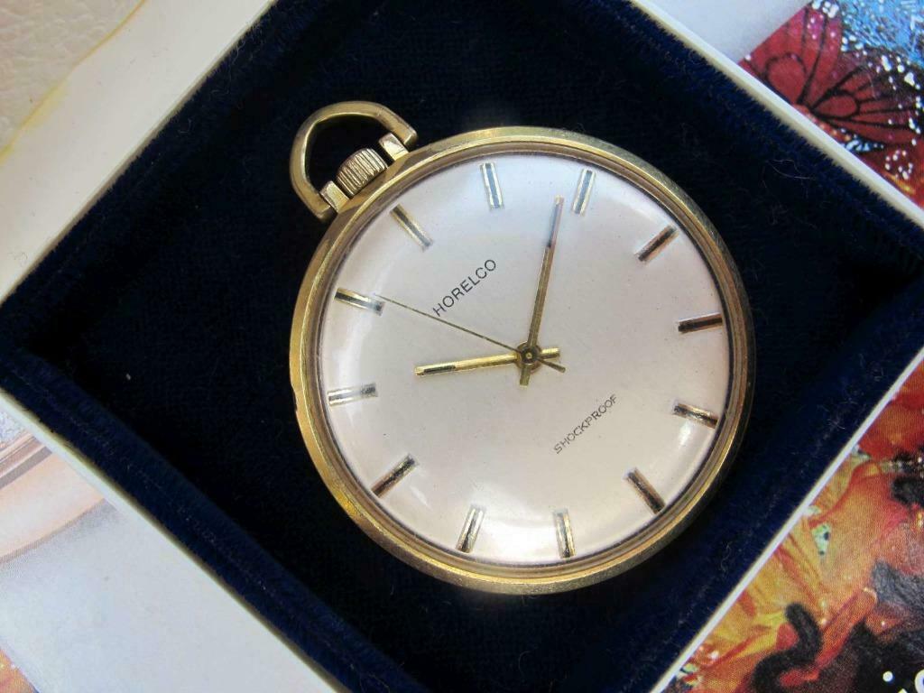Montre de poche Horelco vintage, antichoc, vers 1970, Autres marques, Enlèvement ou Envoi, Acier, 1960 ou plus tard