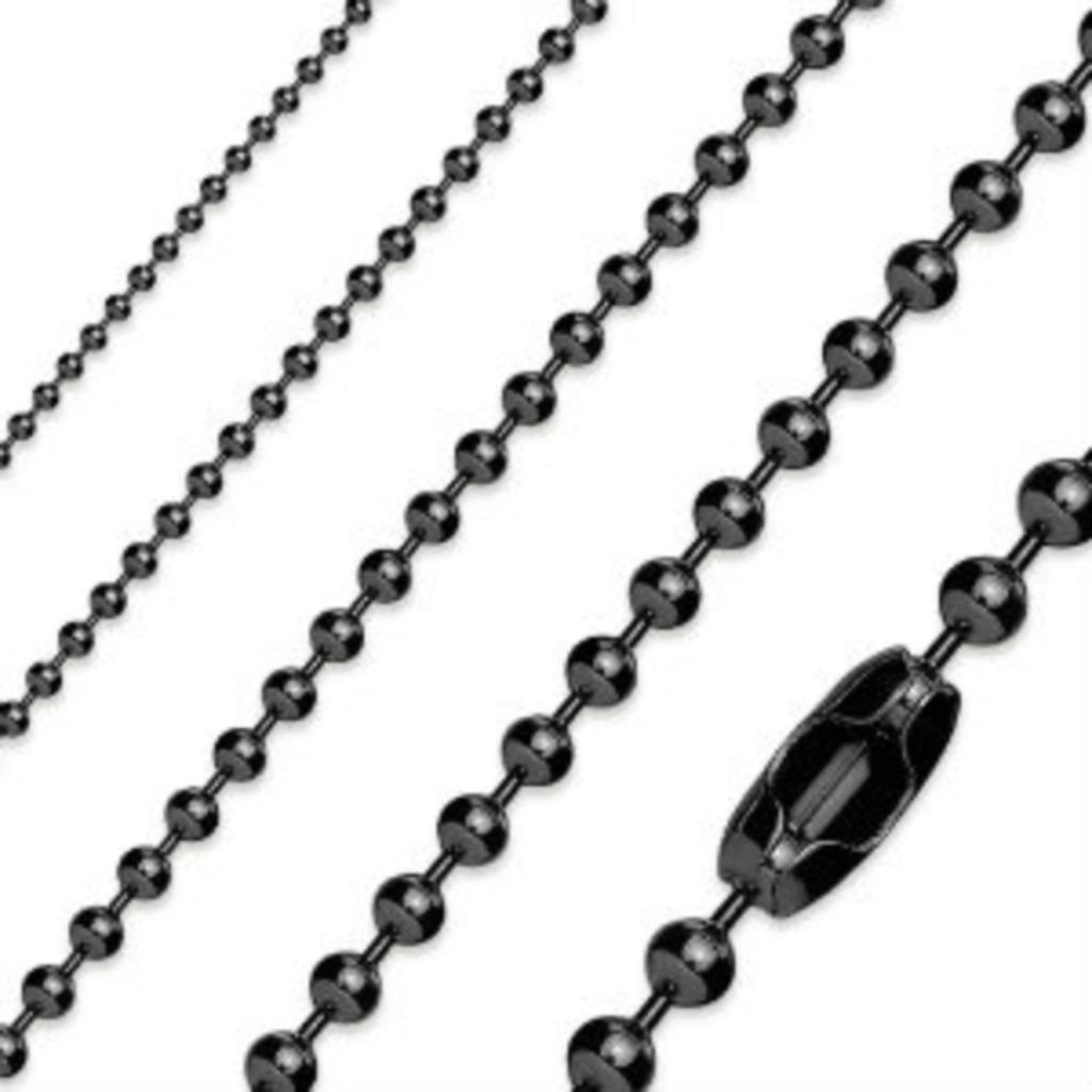 Zwart stalen military ketting 43cm - 2,0mm, Handtassen en Accessoires, Kettingen, Ophalen of Verzenden, Nieuw, Zwart, Overige materialen