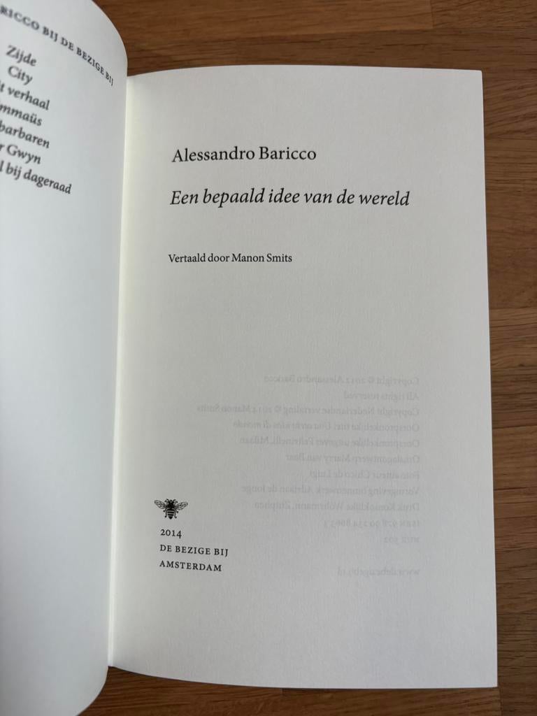 Alessandro Baricco - een bepaald idee van de wereld, Boeken, Essays, Columns en Interviews, Gelezen, Eén auteur, Ophalen of Verzenden