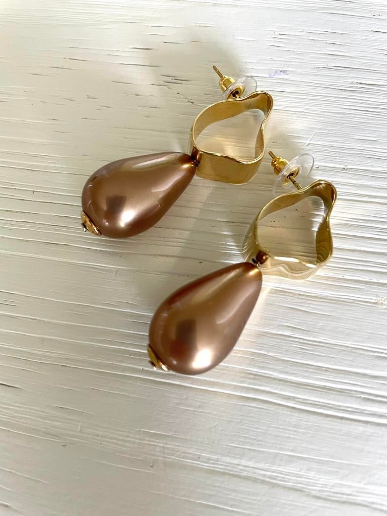 Vergulde oorbellen van souvenirs de pomme, Ophalen of Verzenden, Zo goed als nieuw, Goud