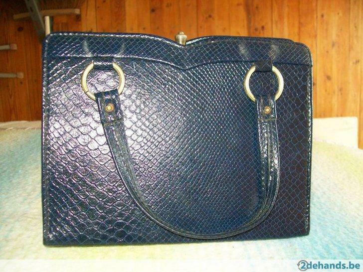 Retro handtas, Ophalen of Verzenden, Gebruikt, Blauw, Handtas