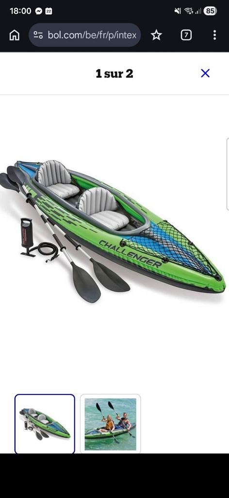 Kayak intex Challenger k2, Gonflable, Kayak, Comme neuf, Enlèvement
