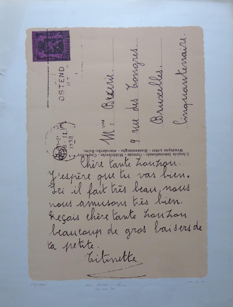 MARCEL VAN MAELE / TANTE ZOUZOU / KLEURLITHO / 65x50cm MONO, Antiek en Kunst, Ophalen of Verzenden