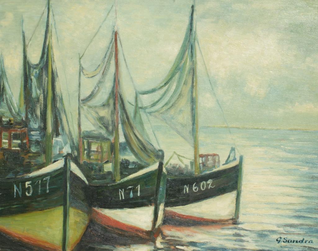 G. Sandra: Vissershaven Nieuwpoort (99 x 85 cm), Envoi