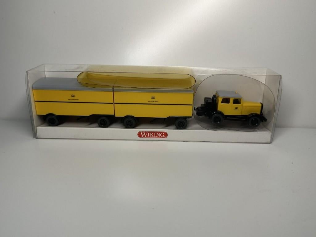 Convoi MERCEDES + 2 Remorques POST 1/87 HO WIKING Neuf+Boite, Ophalen of Verzenden, Nieuw, Bus of Vrachtwagen, Wiking