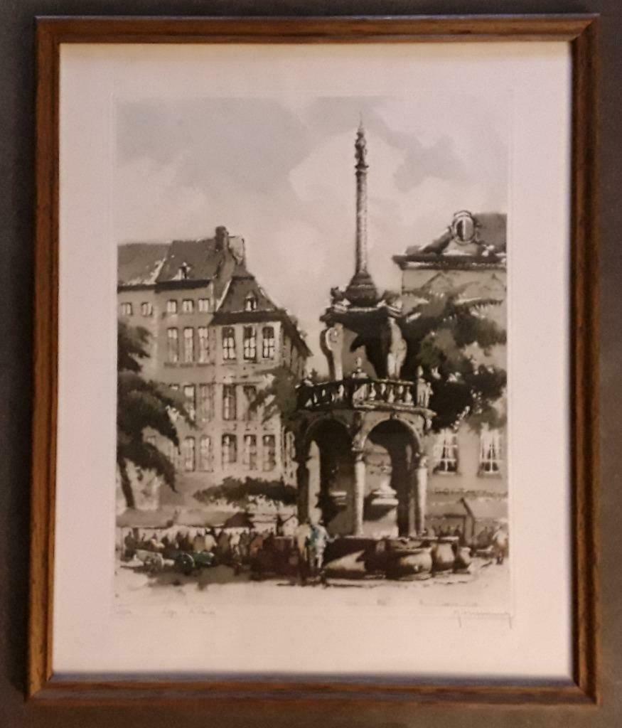 Ets Liège Le Perron 295/350 door Roger Hebbelinck(1912-1987), Antiquités & Art, Enlèvement ou Envoi