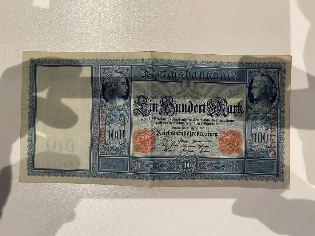 100 Duitse Mark 1910 serie C bankbiljet, Enlèvement ou Envoi