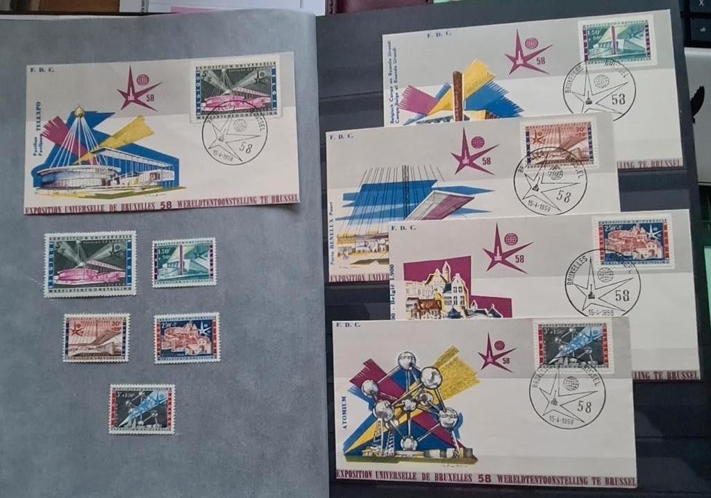 Enveloppe et timbres FDC Expo 58., Timbres & Monnaies, Enlèvement ou Envoi