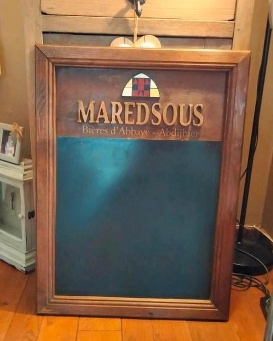 Bord, reclamebord Maredsous. Hout, krijt. 60x80cm., Verzamelen, Ophalen of Verzenden, Zo goed als nieuw, Reclamebord