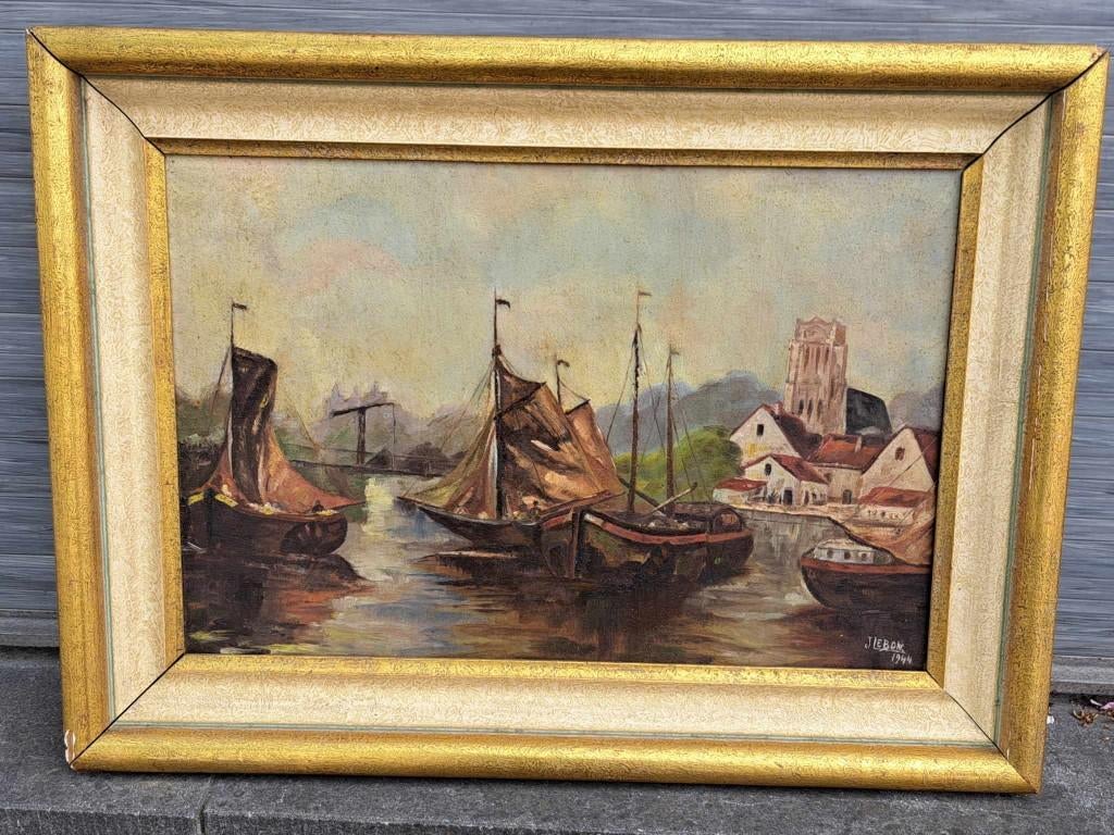 huile sur panneau marine signe j lebon, Enlèvement ou Envoi
