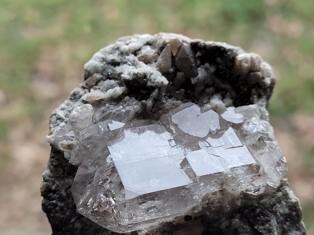 Cristal de quartz clair et stibine sur matrice de quartz, Enlèvement ou Envoi, Minéral