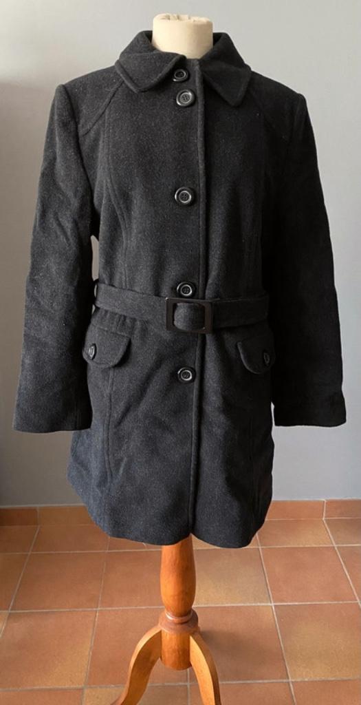 Donkergrijze mantel d’Auvry maat 46, Kleding | Dames, Verzenden, Maat 46/48 (XL) of groter, Zo goed als nieuw, Grijs