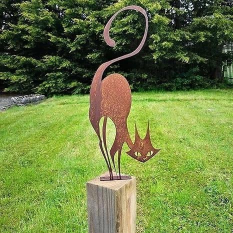Rusty cat | Décoration de jardin | LIVRAISON GRATUITE, Neuf, -, Animal, Métal