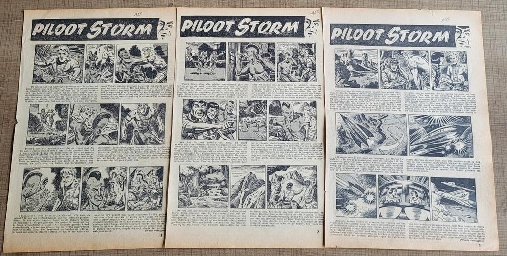 9 oude stripknipsels: Piloot Storm (1955), Ophalen of Verzenden, 1940 tot 1960, Knipsel(s)