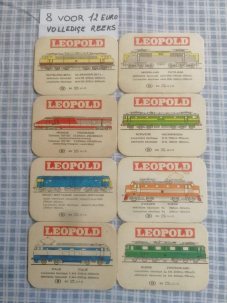 Volledige reeks bierviltjes Leopold treinen - €12, Verzamelen, Ophalen of Verzenden, Viltje(s)