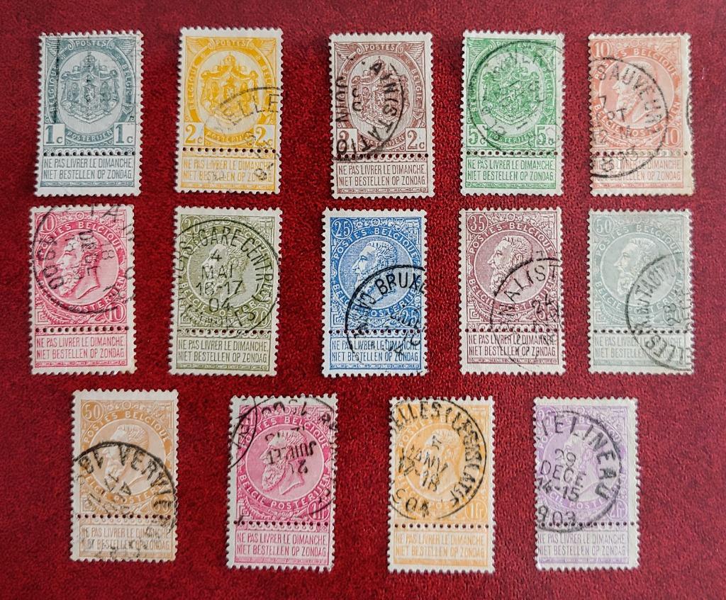 1893 Leopold II, nr 53-66 met strookjes, gestempeld, fraai, Postzegels en Munten, Postzegels | Europa | België, Staatshoofden